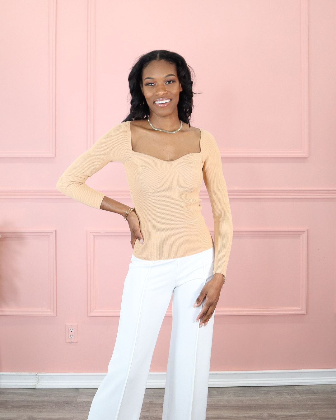 ribbed long sleeve top